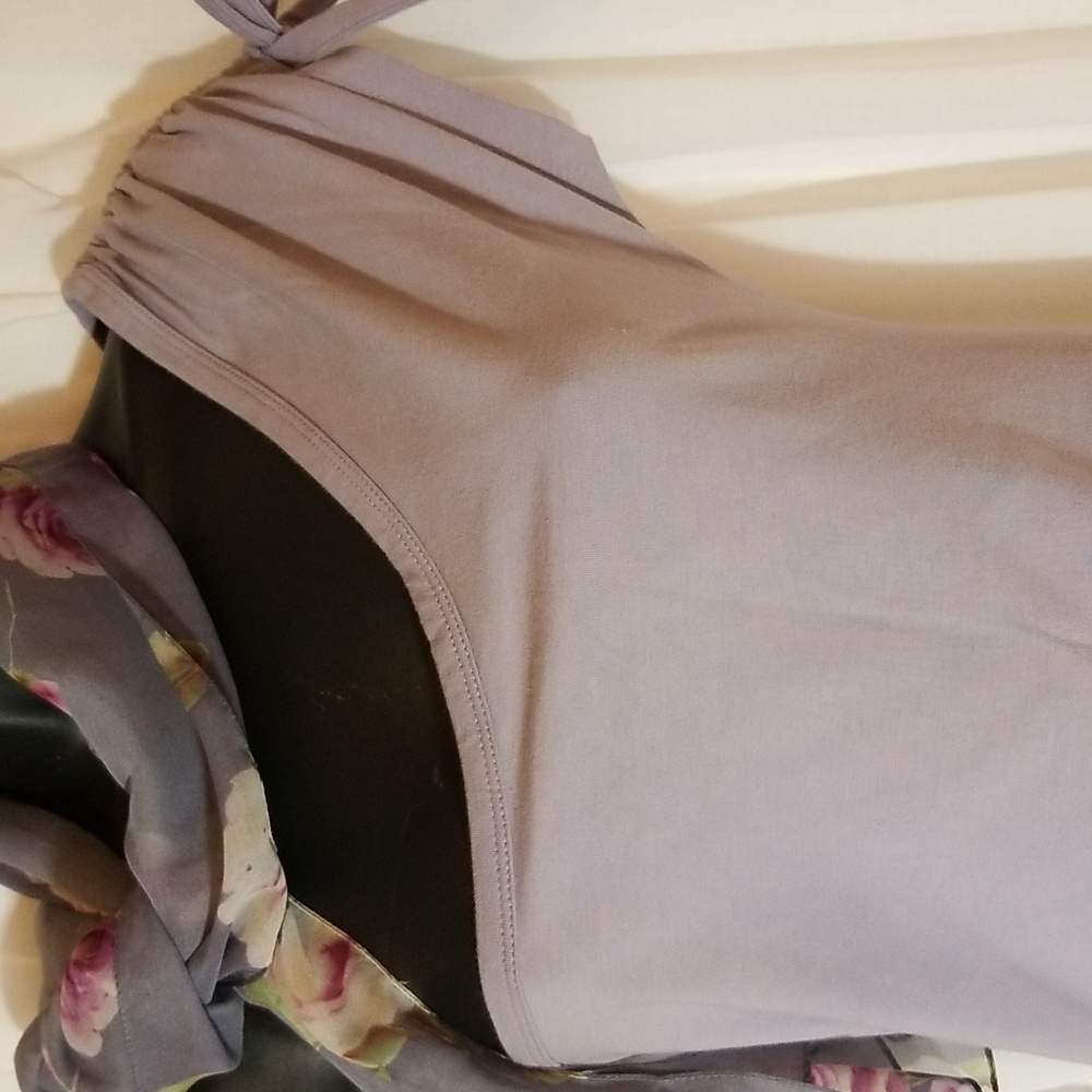 Sz S - Mauve one shouldered Organic Cotton t-shirt dress - Picture 2 of 6